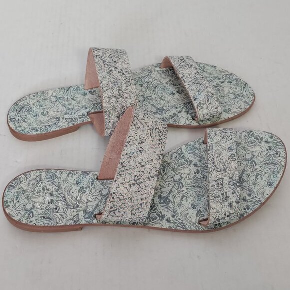 Joie A La Plage Italy Leather 2 Strap Paisley Flats Sandals New NWOB Siz… - Picture 1 of 4